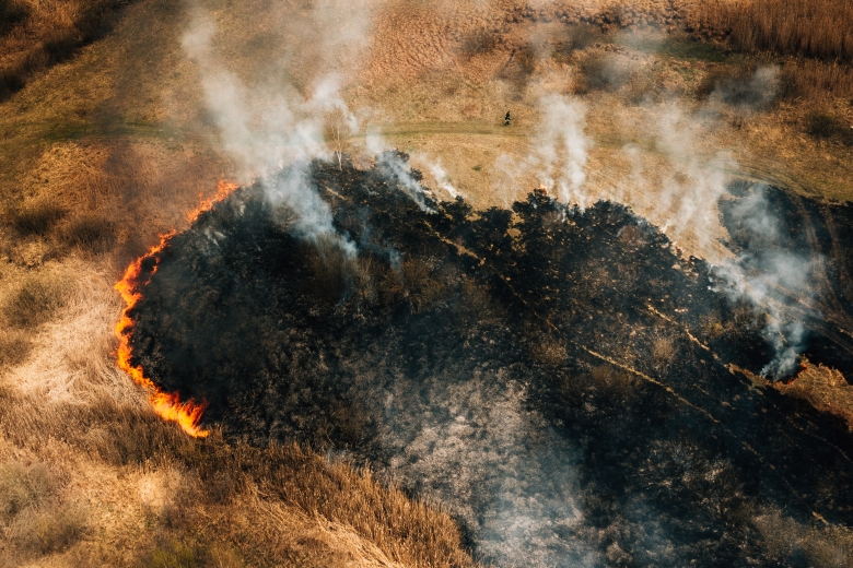 pasture fire from drone